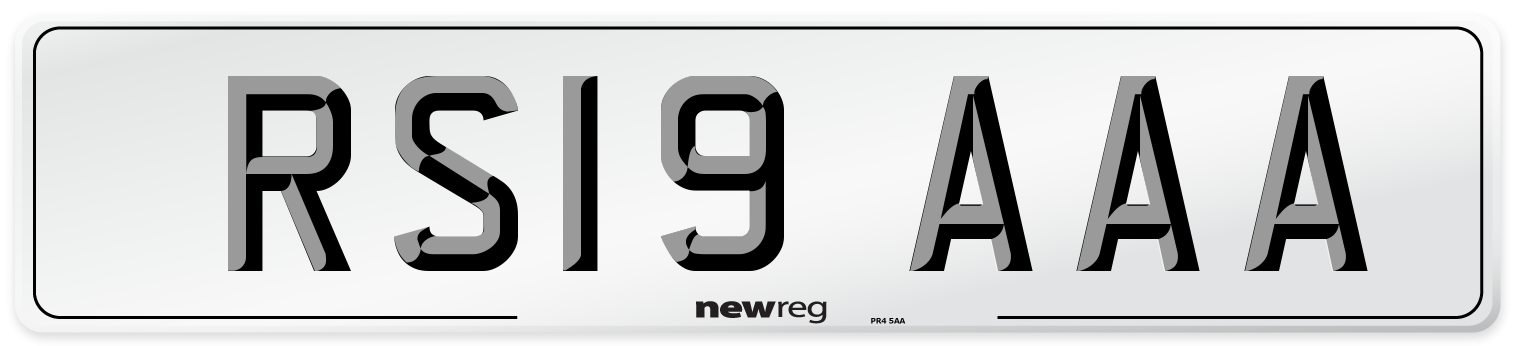 RS19 AAA Number Plate from New Reg